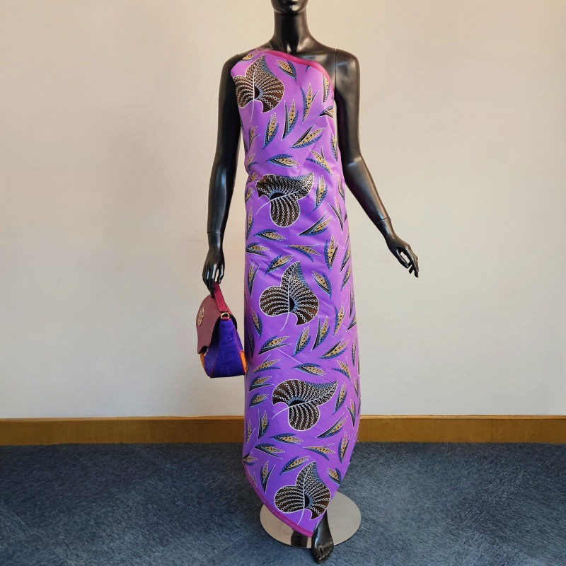 46Inch * 6Yards Purple African - Sewing Batik Fabric 评论和价格