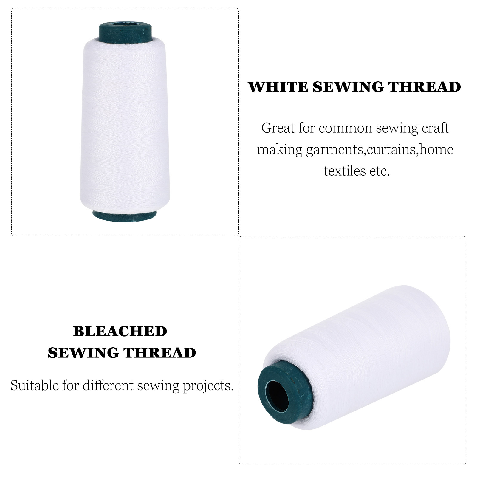 3000 Yards Bleached White Poly - Sewing Thread In Textile 评论和价格